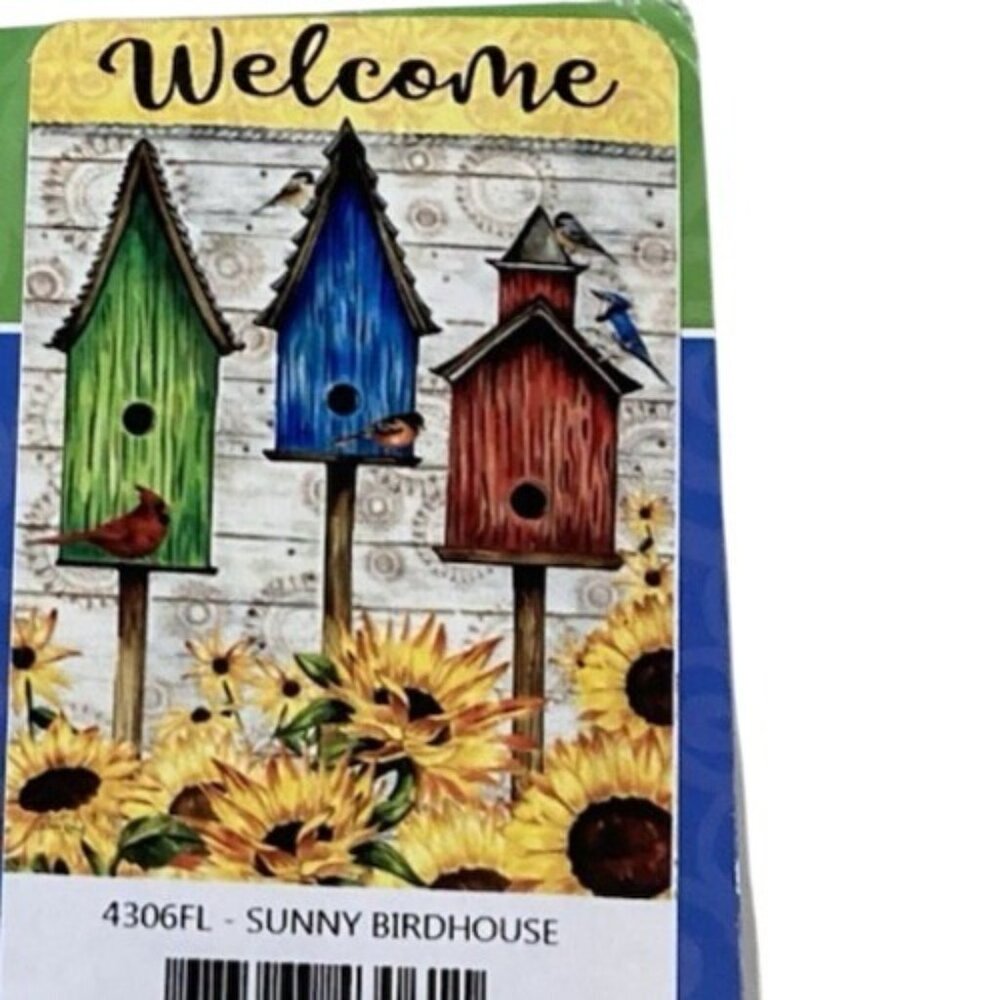 Welcome Bird House Flag Sunflower Farm Nature Spring Summer Decor Rustic Cottage